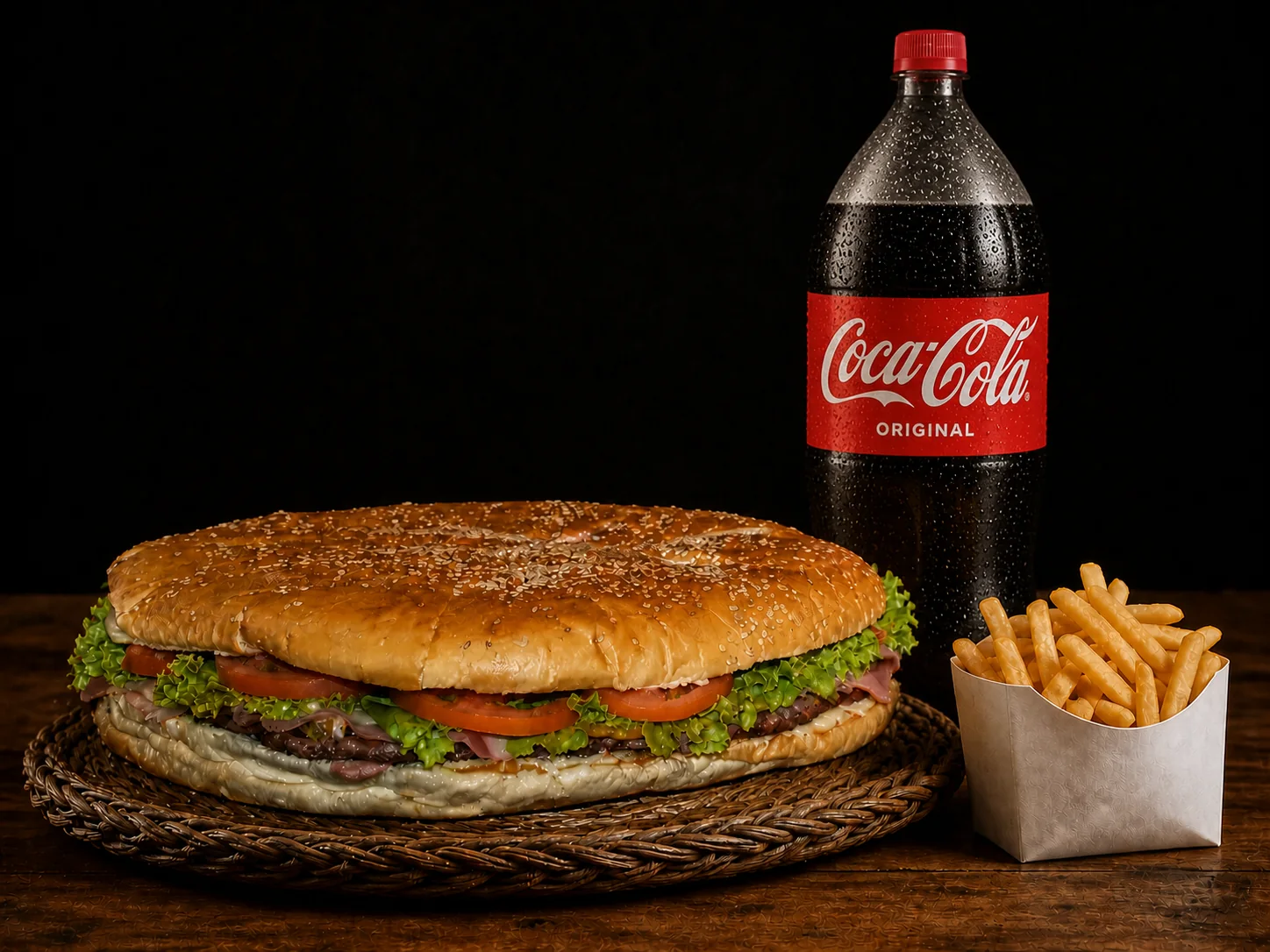 Pizza Lanche Gigante + Coca-Cola Original 2L + Batata Pequena